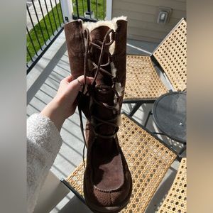 Ugg Uptown Boots Lace Up Size 10 Brown